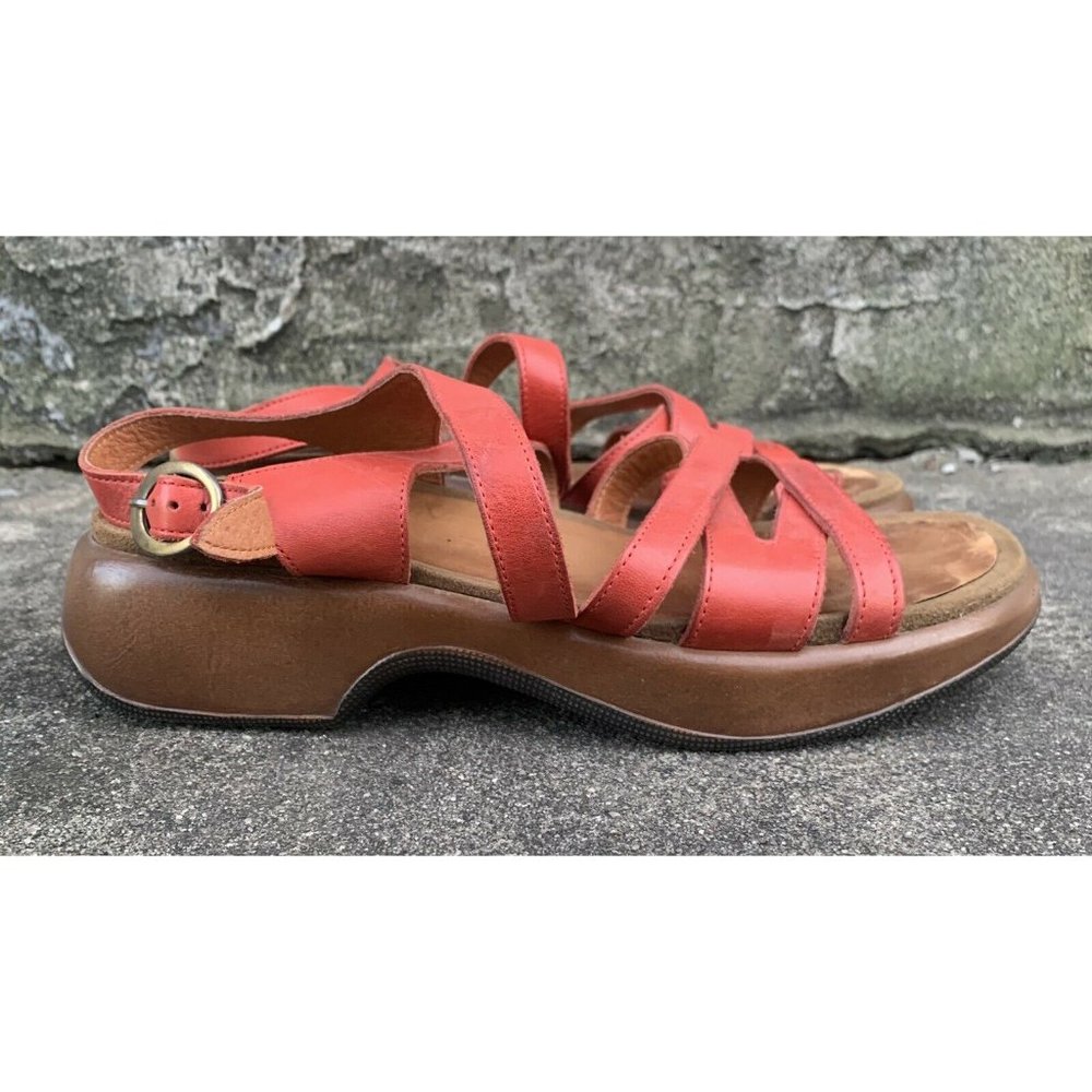 DANSKO Pink Leather Strappy Wedge Heel Slingback